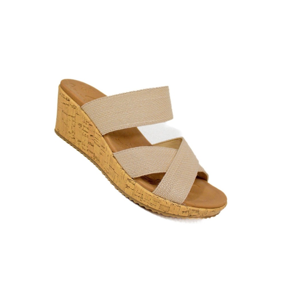 SKECHERS Beverlee WEDGE SANDAL in NATURAL Women's Size 8- Neutral, Casual Chic